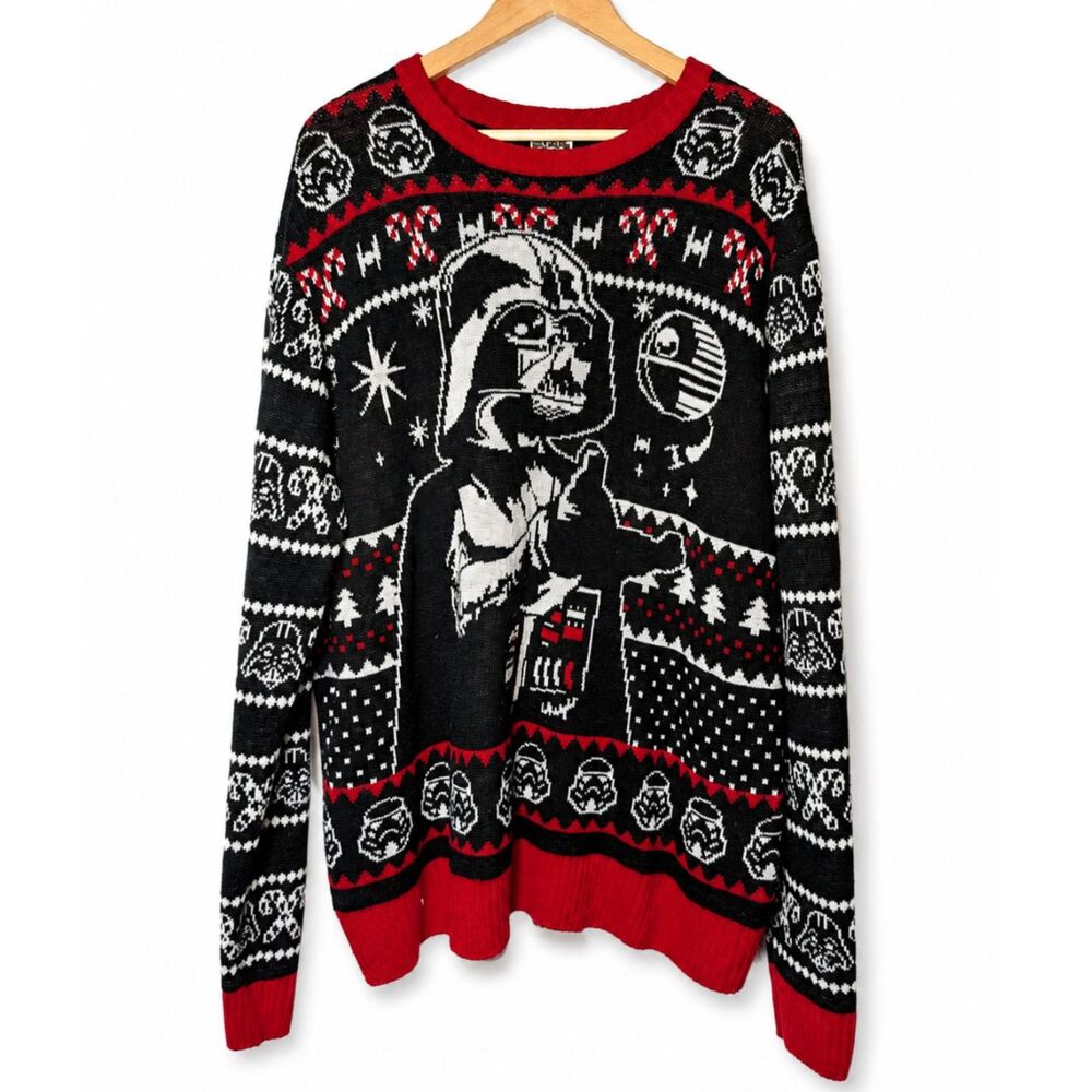 Star Wars Darth Vader Ugly Christmas Sweater 2XL Black Red Holiday Knit